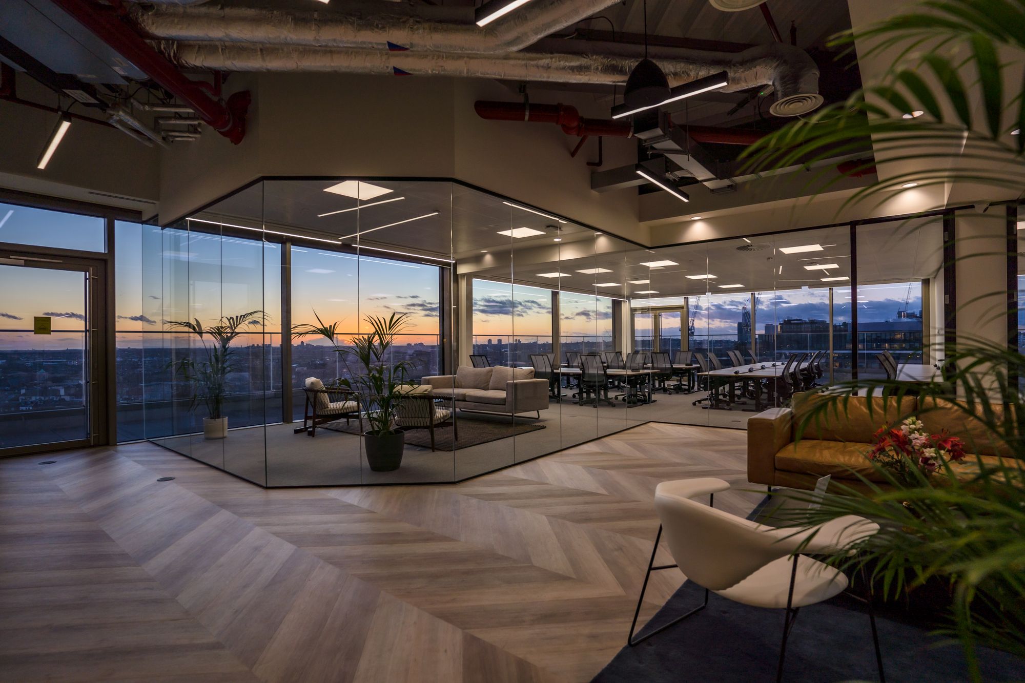 A sunset view from the Venture X x White City workspace (Credit: Bini Naandra) 